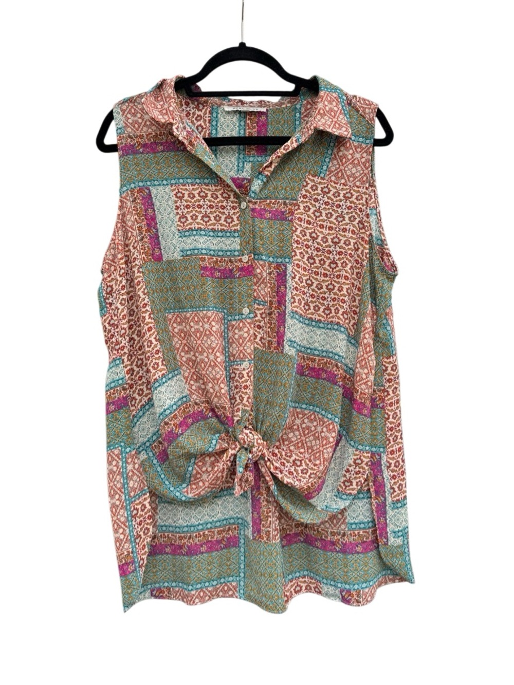 Rose & Olive Women's Sleeveless Patchwork Tunic Top Size X-Large